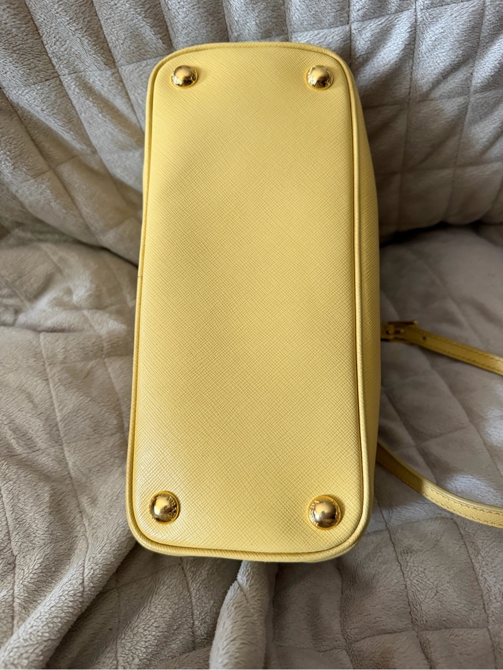 PPRADA Small Double Top-Handle Satchel/Crossbody in Yellow Saffiano Leather - Picture 12 of 16